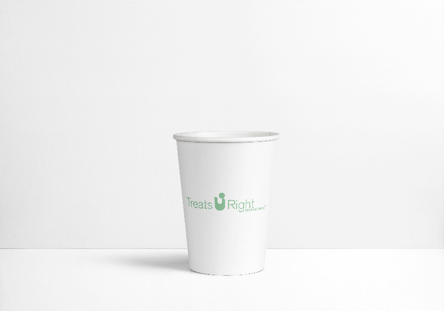 Graphic design. Cup. Mock Up. Logo. GIF. Treats U Right Face and Body.